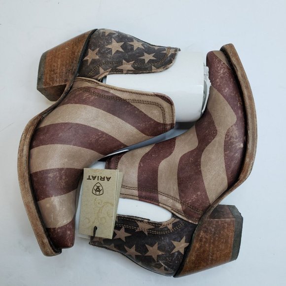 Ariat Womens Old Patriot Dixon Western Ankle Boot Size 5.5 Medium Leather Flag - Picture 9 of 15